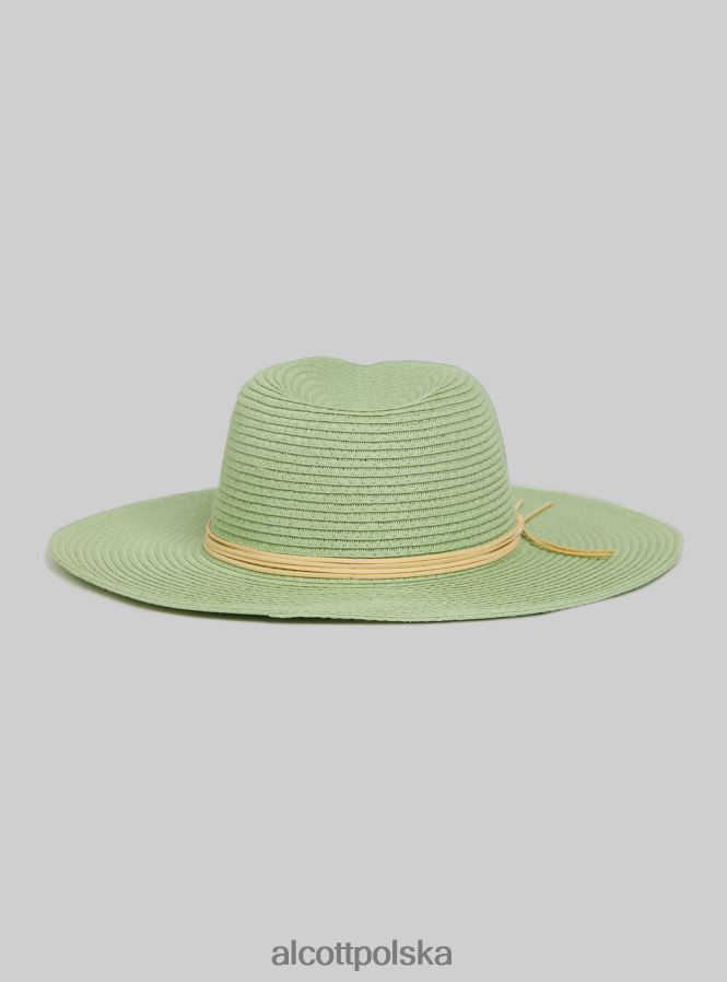 Akcesoria Alcott cappello effetto rafia con fiocco zielone światło ga3 aqua kobiety 2TXFF6467