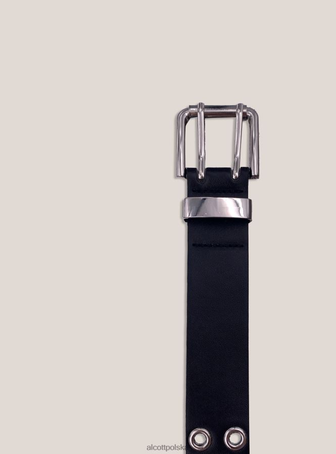 Akcesoria Alcott Pasek imitujący skórę z metalowymi oczkami bk1 czarny kobiety 2TXFF6231