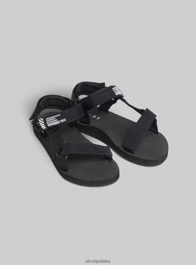 buty Alcott sandali w gomma con chiusura a strappo bk1 czarny kobiety 2TXFF6236