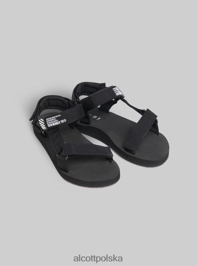 buty Alcott sandali w gomma con chiusura a strappo bk1 czarny kobiety 2TXFF6236