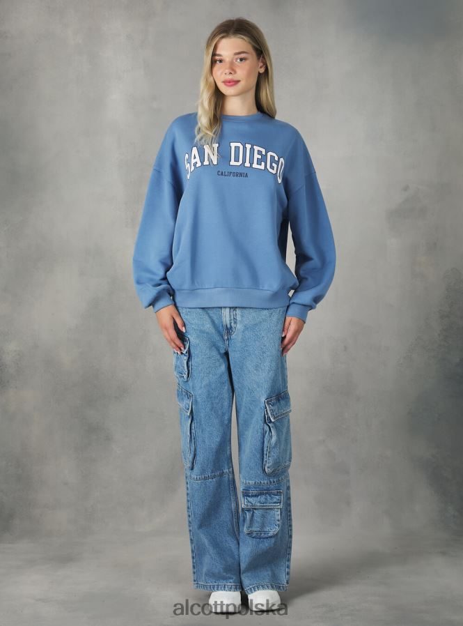 odzież Alcott Bluza o wygodnym kroju typu college z okrągłym dekoltem średni az2 azzurre kobiety 2TXFF6213