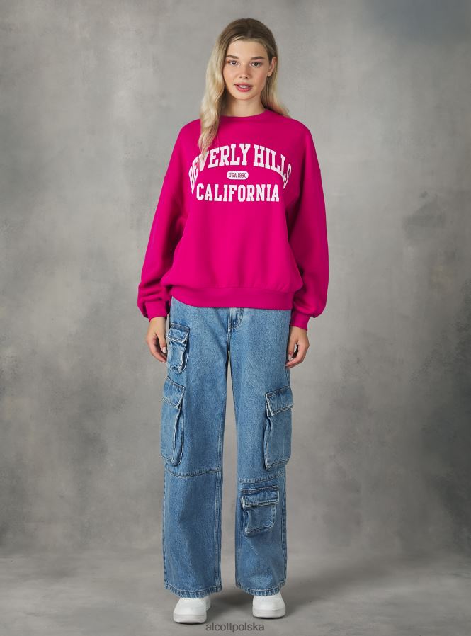 odzież Alcott Bluza o wygodnym kroju typu college z okrągłym dekoltem średni az2 azzurre kobiety 2TXFF6405