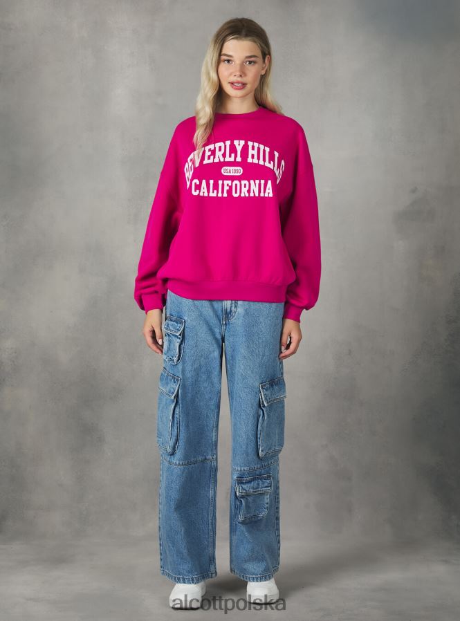 odzież Alcott Bluza o wygodnym kroju typu college z okrągłym dekoltem średni az2 azzurre kobiety 2TXFF6405