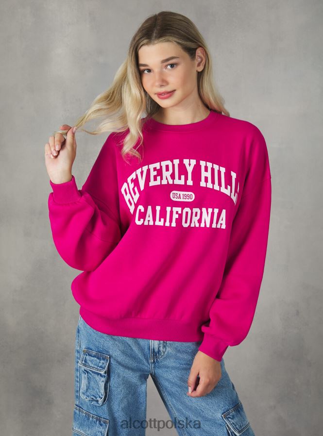 odzież Alcott Bluza o wygodnym kroju typu college z okrągłym dekoltem średni az2 azzurre kobiety 2TXFF6405