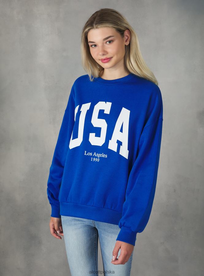 odzież Alcott Bluza o wygodnym kroju typu college z okrągłym dekoltem średni az2 azzurre kobiety 2TXFF6413