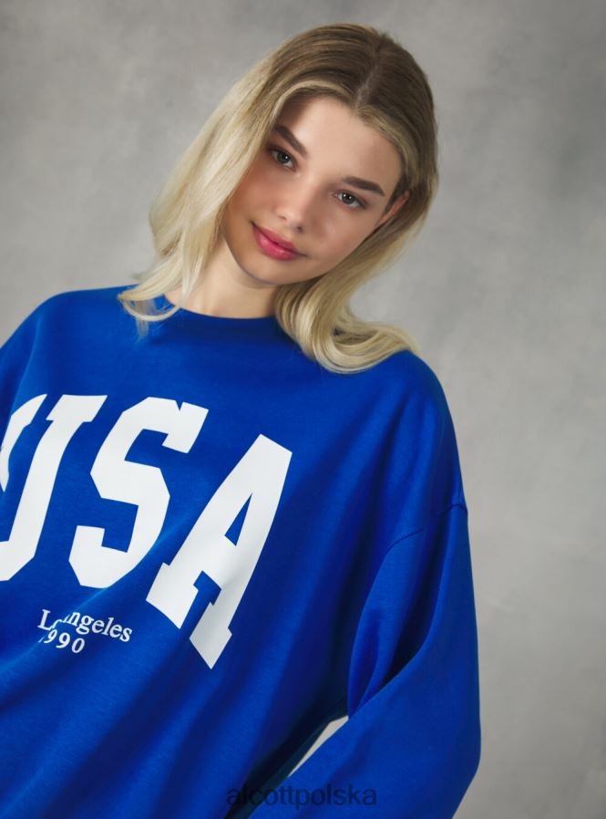 odzież Alcott Bluza o wygodnym kroju typu college z okrągłym dekoltem średni az2 azzurre kobiety 2TXFF6413