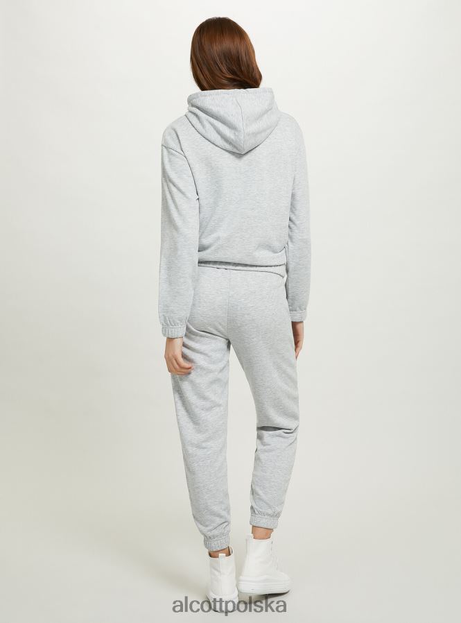 odzież Alcott Krótka bluza uniwersytecka z gumką mgy3 szary mel jasny kobiety 2TXFF652