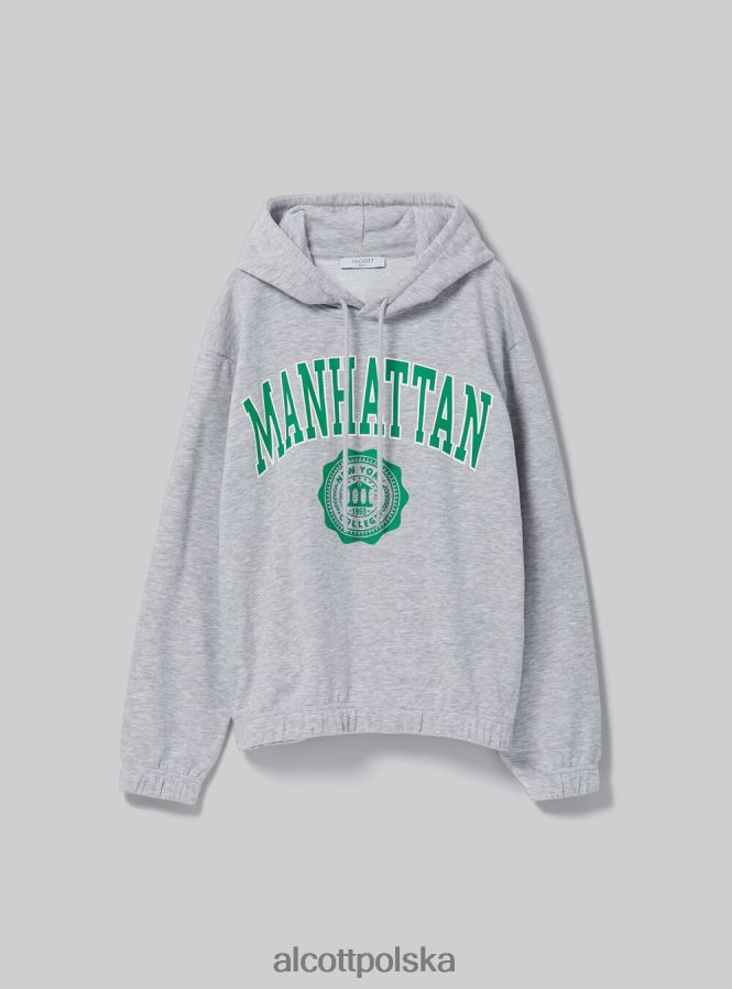 odzież Alcott Krótka bluza uniwersytecka z gumką mgy3 szary mel jasny kobiety 2TXFF652