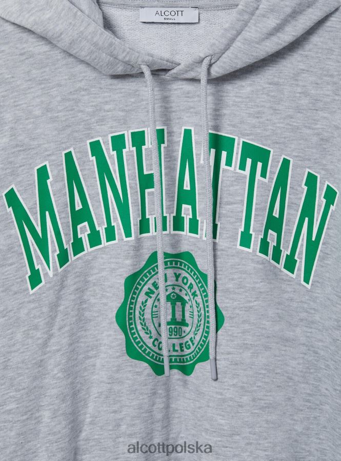 odzież Alcott Krótka bluza uniwersytecka z gumką mgy3 szary mel jasny kobiety 2TXFF652