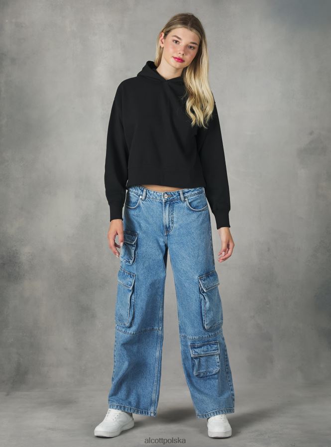 odzież Alcott Krótka bluza z wygodnym kapturem bk1 czarny kobiety 2TXFF6436