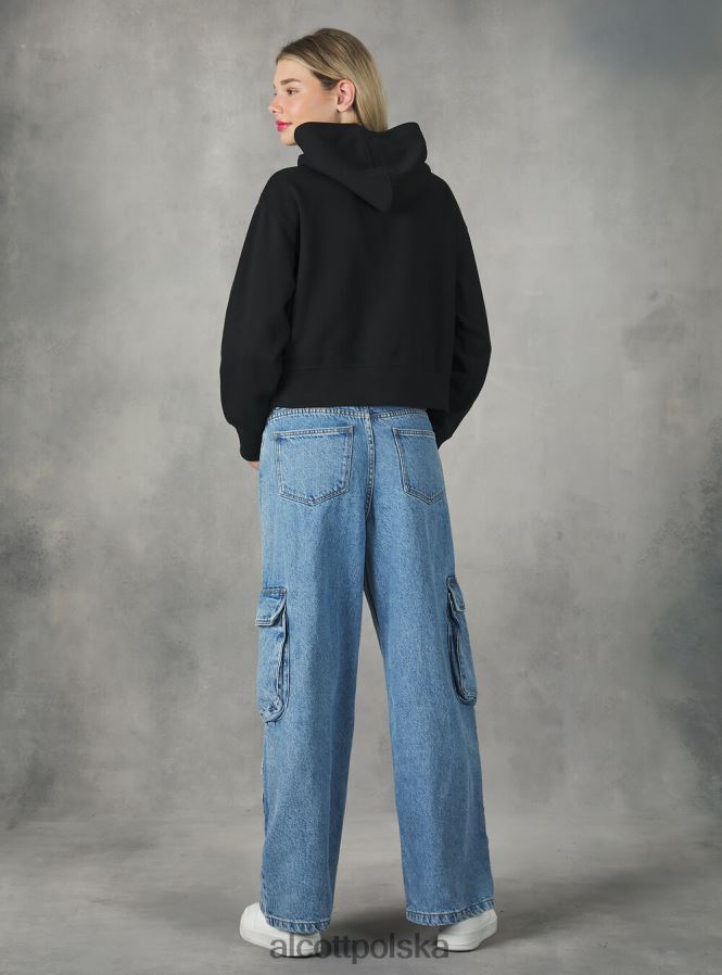 odzież Alcott Krótka bluza z wygodnym kapturem bk1 czarny kobiety 2TXFF6436