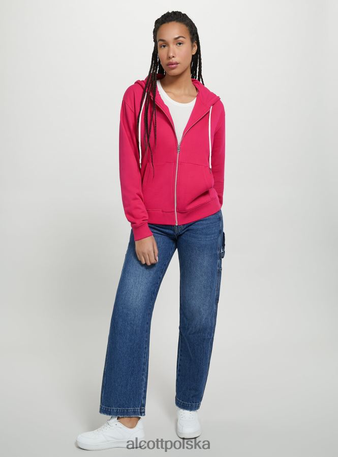 odzież Alcott basicowa, bawełniana bluza z zamkiem i kapturem lazur kobiety 2TXFF657