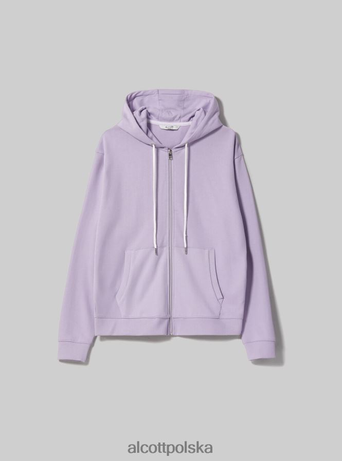 odzież Alcott basicowa, bawełniana bluza z zamkiem i kapturem lazur kobiety 2TXFF672
