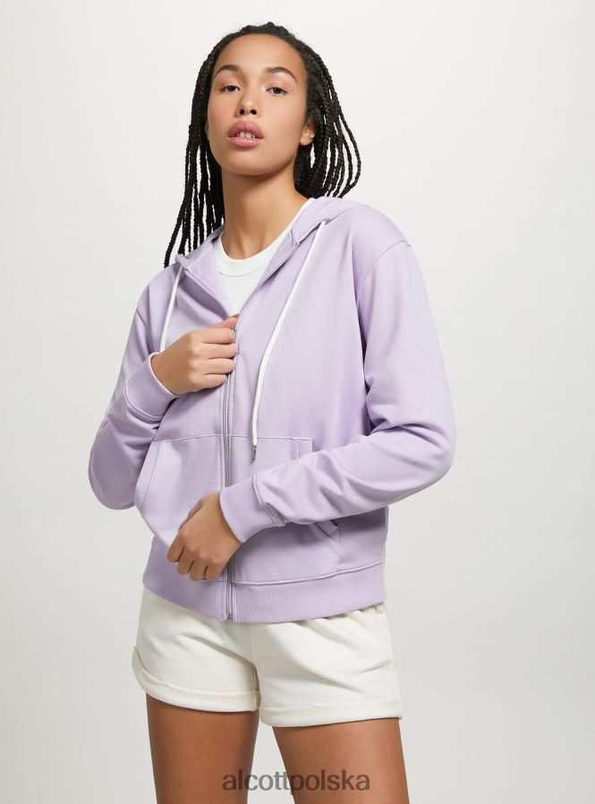 odzież Alcott basicowa, bawełniana bluza z zamkiem i kapturem lazur kobiety 2TXFF672