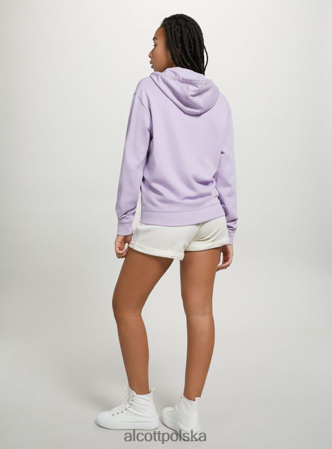 odzież Alcott basicowa, bawełniana bluza z zamkiem i kapturem lazur kobiety 2TXFF672