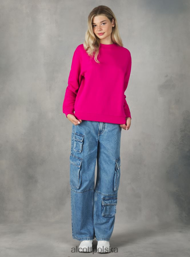 odzież Alcott bawełniana bluza z okrągłym dekoltem bk1 czarny kobiety 2TXFF6139