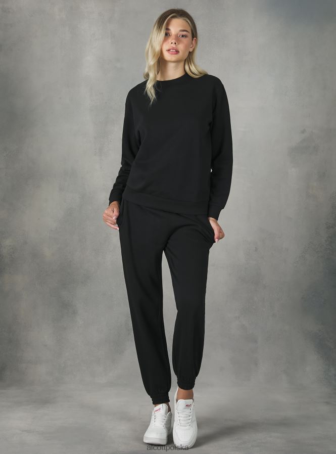 odzież Alcott bawełniana bluza z okrągłym dekoltem bk1 czarny kobiety 2TXFF6159