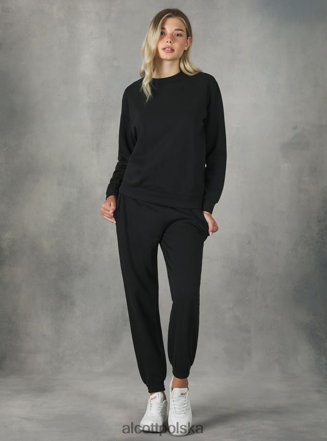 odzież Alcott bawełniana bluza z okrągłym dekoltem bk1 czarny kobiety 2TXFF6159