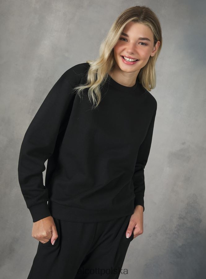 odzież Alcott bawełniana bluza z okrągłym dekoltem bk1 czarny kobiety 2TXFF6159