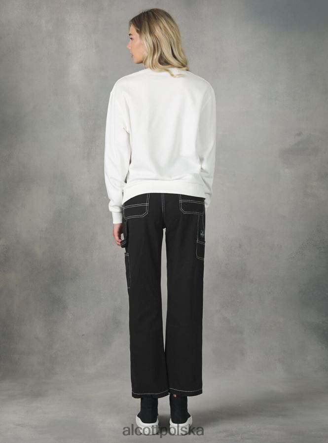 odzież Alcott bawełniana bluza z okrągłym dekoltem bk1 czarny kobiety 2TXFF6447