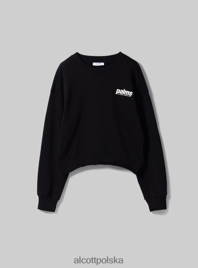 odzież Alcott krótka bluza z nadrukiem napisów bk1 czarny kobiety 2TXFF6357