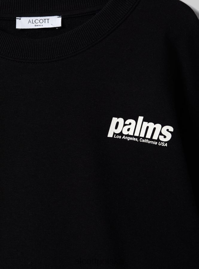 odzież Alcott krótka bluza z nadrukiem napisów bk1 czarny kobiety 2TXFF6357