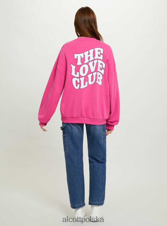 odzież Alcott oversize'owa bluza z nadrukiem średni fuxia fx2 kobiety 2TXFF6104
