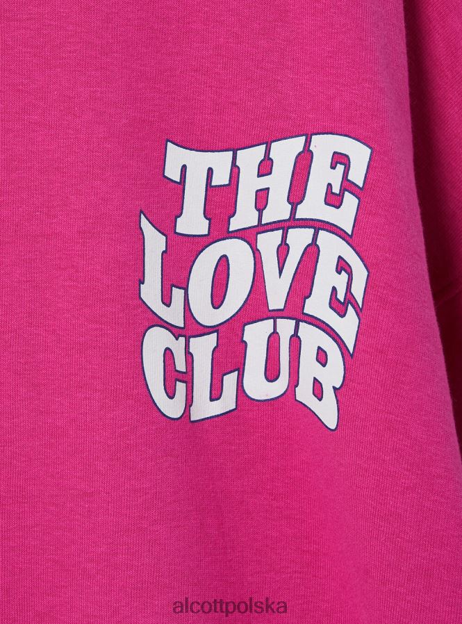 odzież Alcott oversize'owa bluza z nadrukiem średni fuxia fx2 kobiety 2TXFF6104