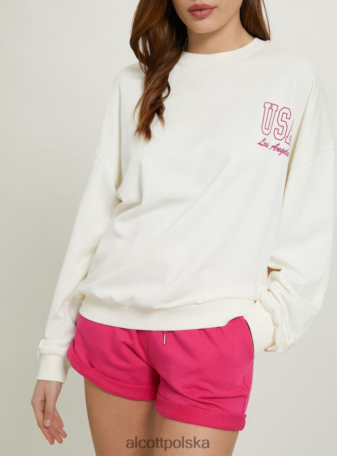 odzież Alcott oversize'owa bluza z nadrukiem średni fuxia fx2 kobiety 2TXFF6174