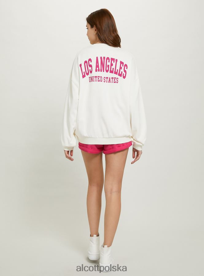 odzież Alcott oversize'owa bluza z nadrukiem średni fuxia fx2 kobiety 2TXFF6174