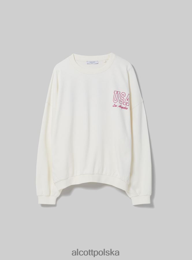 odzież Alcott oversize'owa bluza z nadrukiem średni fuxia fx2 kobiety 2TXFF6174