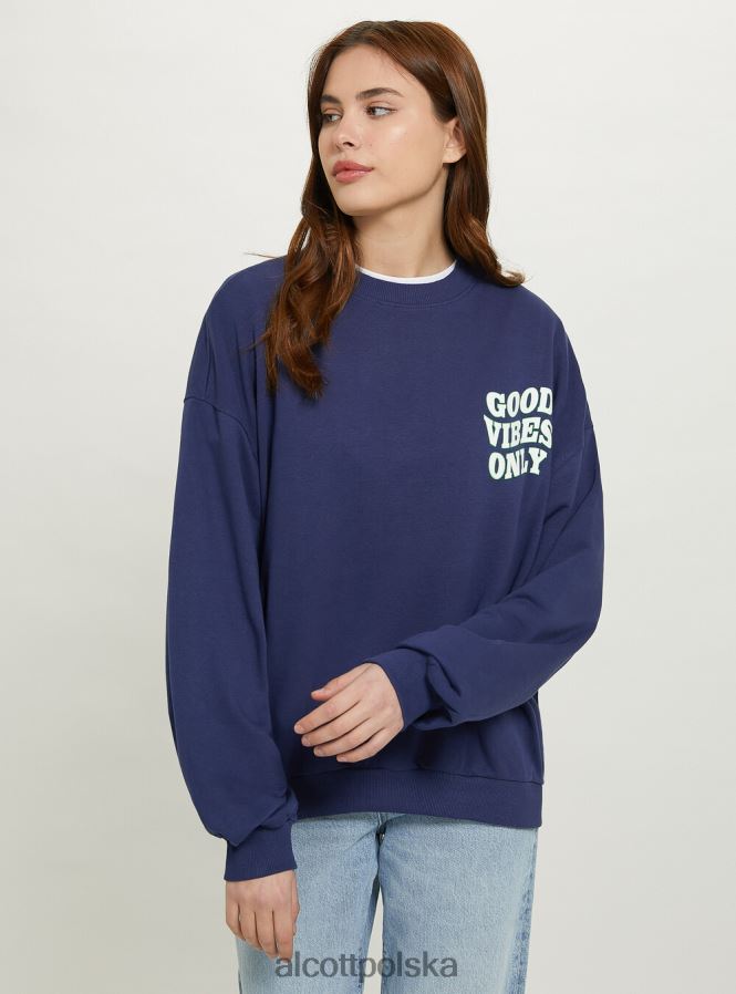 odzież Alcott oversize'owa bluza z nadrukiem średni fuxia fx2 kobiety 2TXFF6217