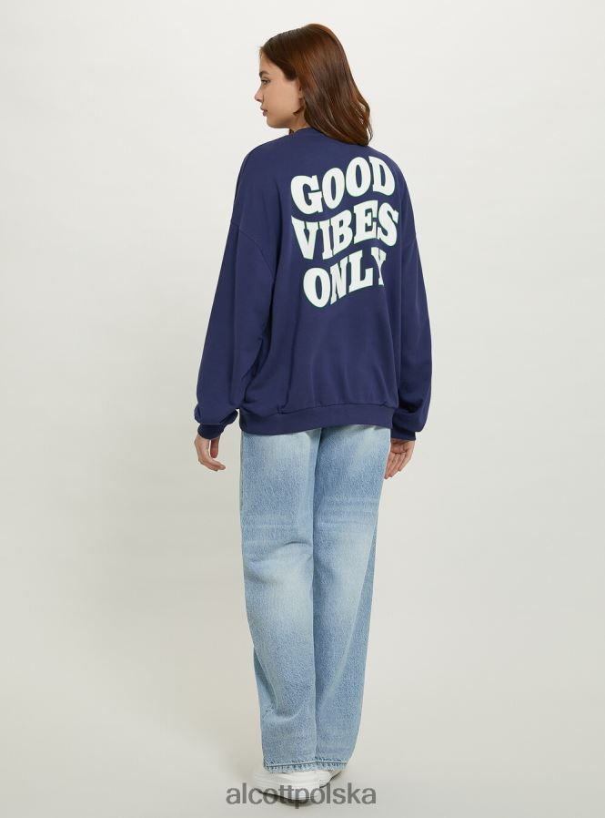 odzież Alcott oversize'owa bluza z nadrukiem średni fuxia fx2 kobiety 2TXFF6217