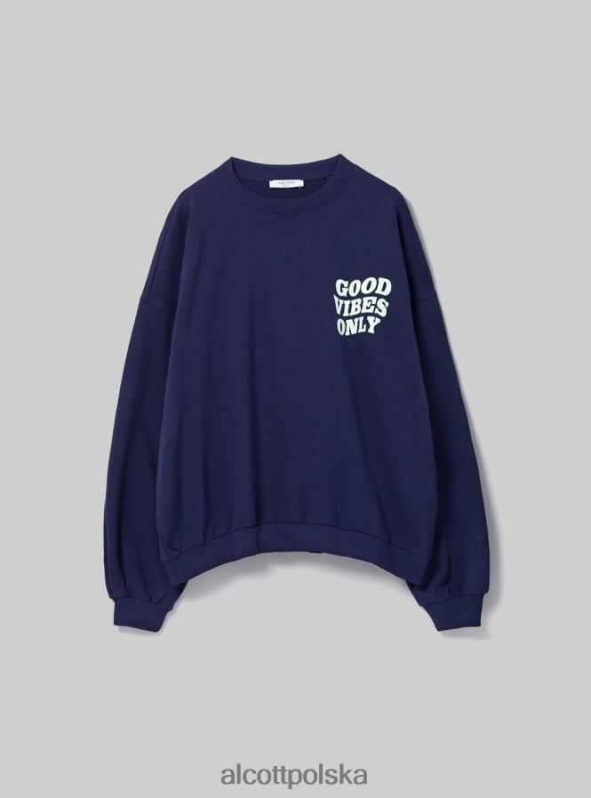 odzież Alcott oversize'owa bluza z nadrukiem średni fuxia fx2 kobiety 2TXFF6217