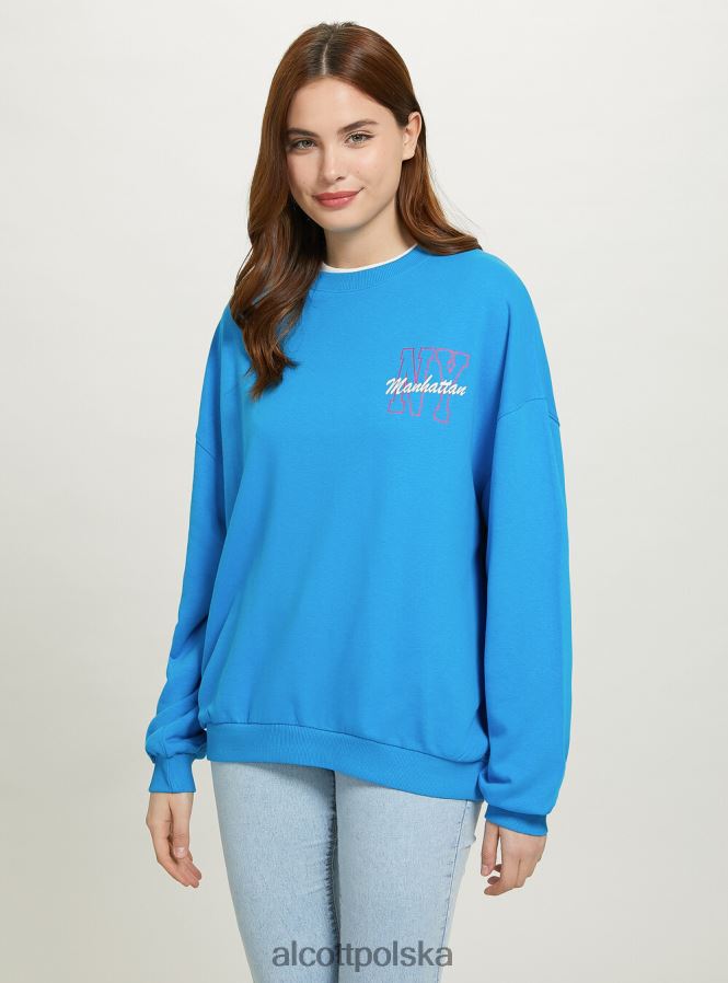 odzież Alcott oversize'owa bluza z nadrukiem średni fuxia fx2 kobiety 2TXFF6379