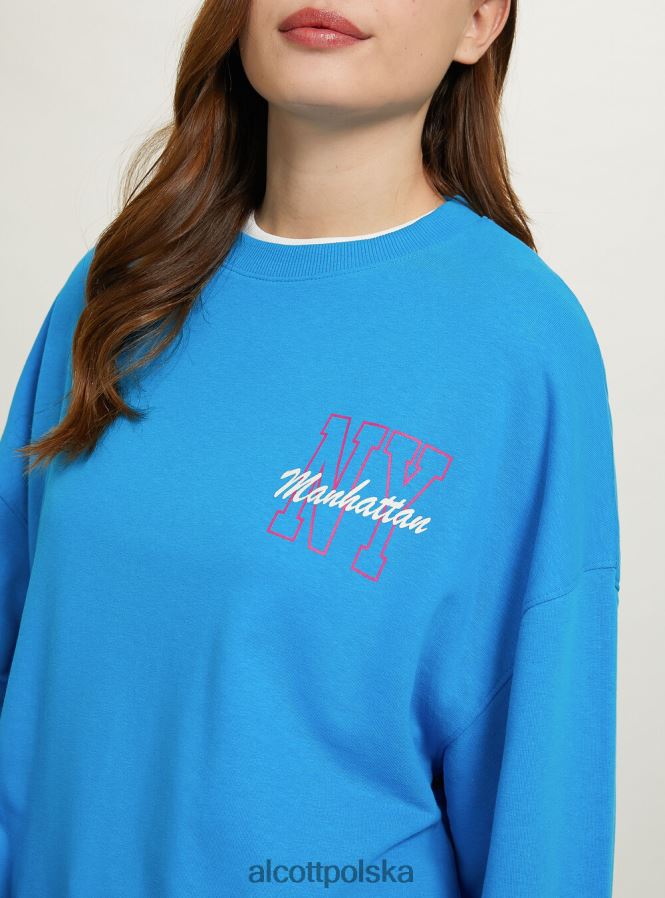 odzież Alcott oversize'owa bluza z nadrukiem średni fuxia fx2 kobiety 2TXFF6379