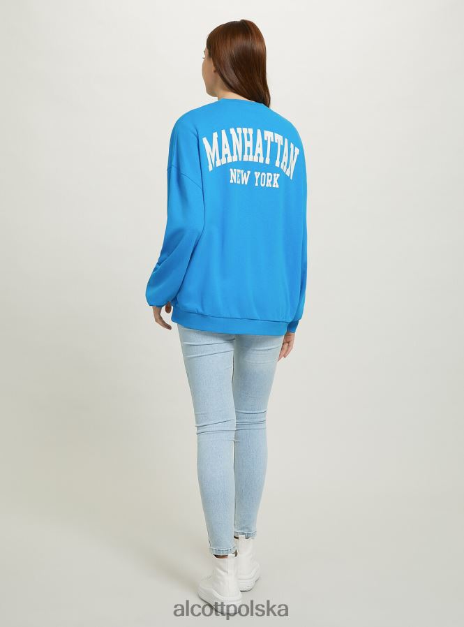 odzież Alcott oversize'owa bluza z nadrukiem średni fuxia fx2 kobiety 2TXFF6379