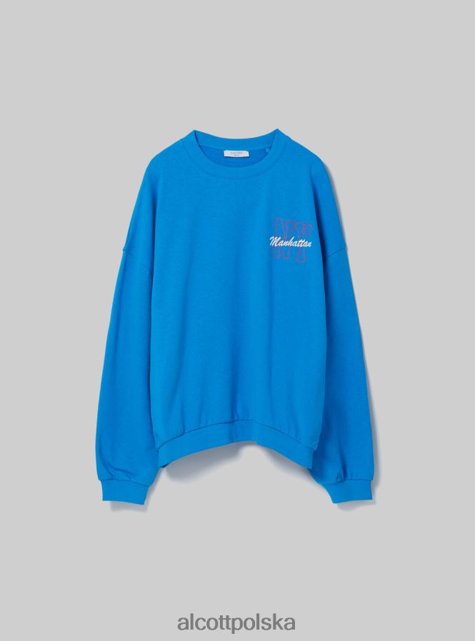 odzież Alcott oversize'owa bluza z nadrukiem średni fuxia fx2 kobiety 2TXFF6379