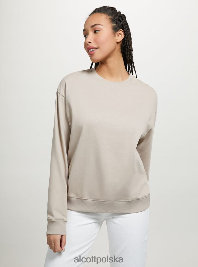 odzież Alcott zwykła bawełniana bluza z okrągłym dekoltem wh2 biały kobiety 2TXFF6101