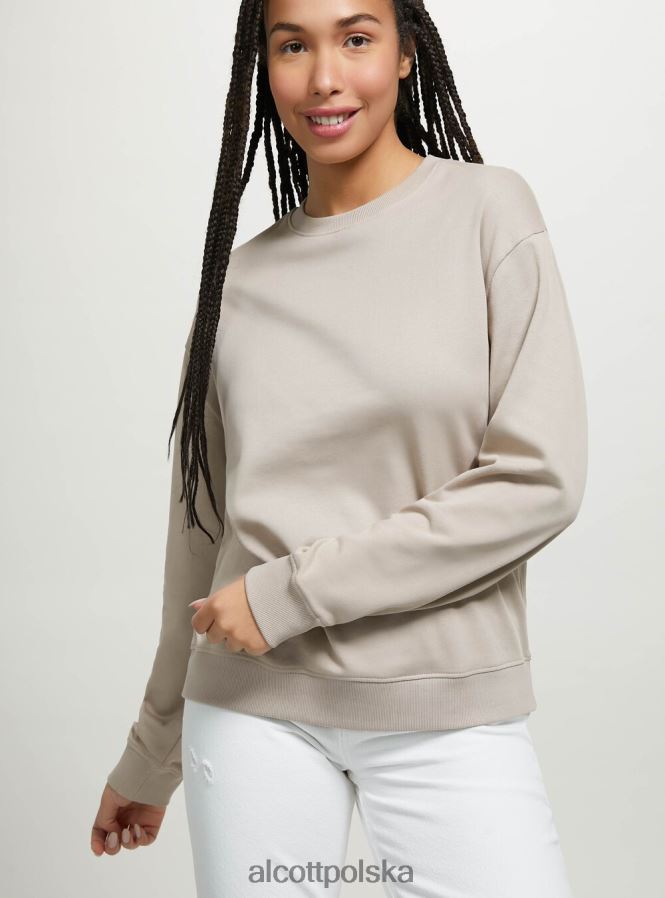 odzież Alcott zwykła bawełniana bluza z okrągłym dekoltem wh2 biały kobiety 2TXFF6101