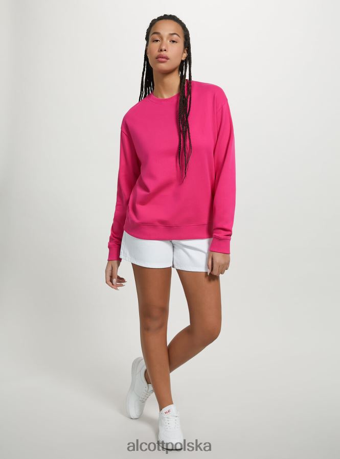 odzież Alcott zwykła bawełniana bluza z okrągłym dekoltem wh2 biały kobiety 2TXFF653