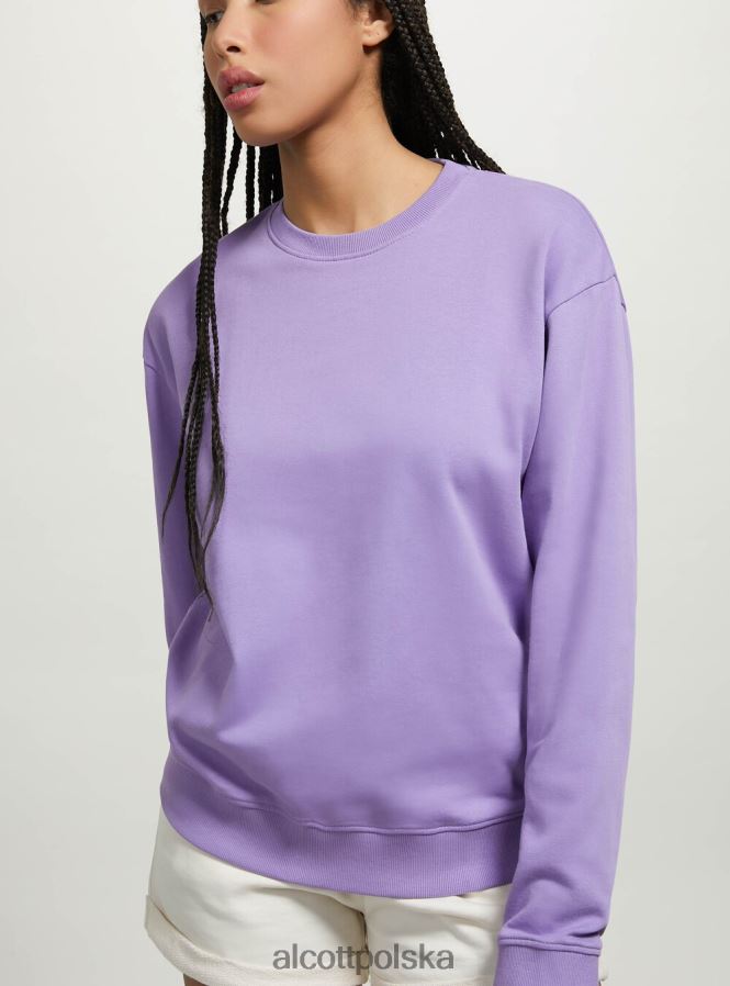 odzież Alcott zwykła bawełniana bluza z okrągłym dekoltem wh2 biały kobiety 2TXFF670