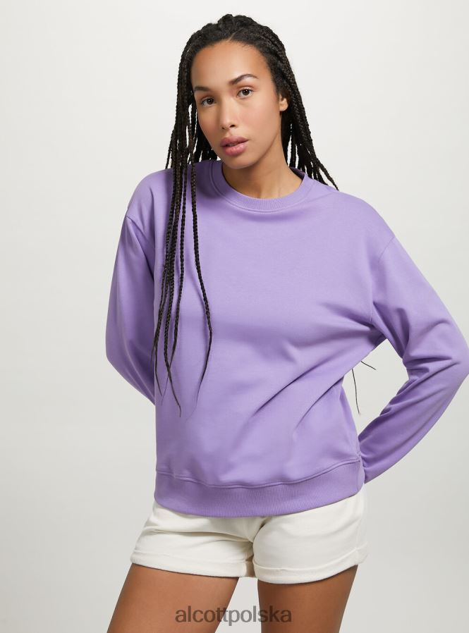 odzież Alcott zwykła bawełniana bluza z okrągłym dekoltem wh2 biały kobiety 2TXFF670