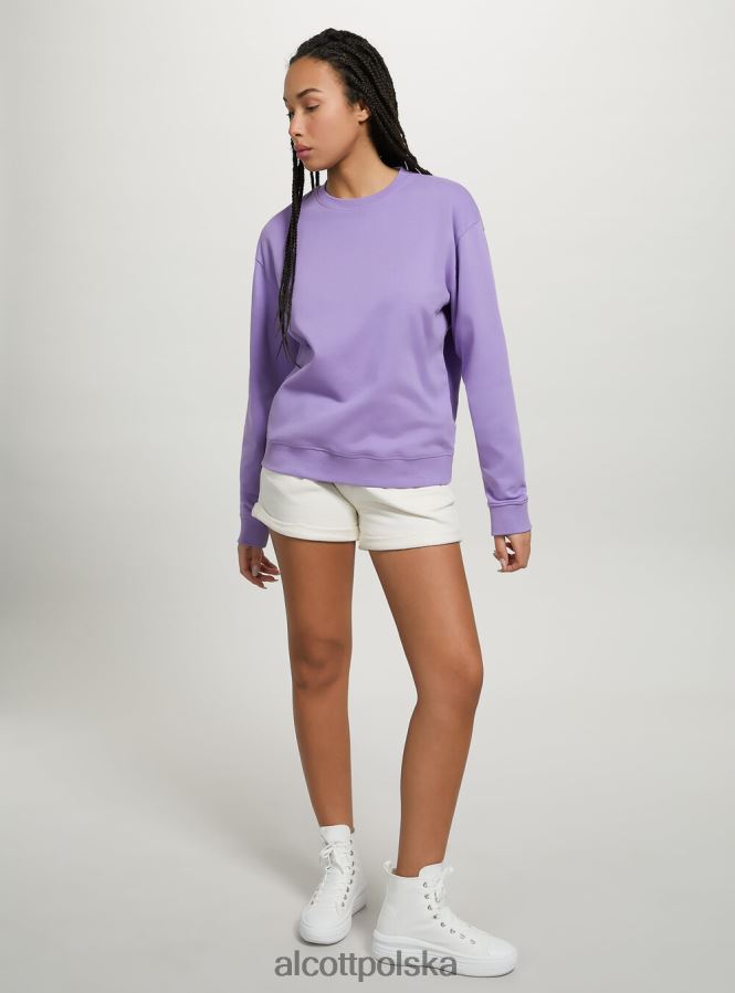 odzież Alcott zwykła bawełniana bluza z okrągłym dekoltem wh2 biały kobiety 2TXFF670