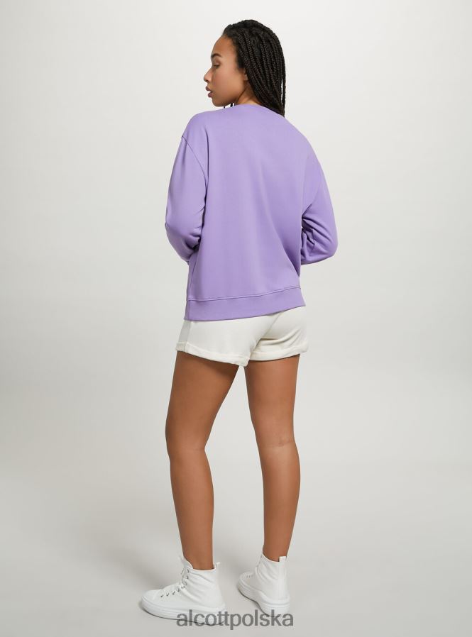 odzież Alcott zwykła bawełniana bluza z okrągłym dekoltem wh2 biały kobiety 2TXFF670