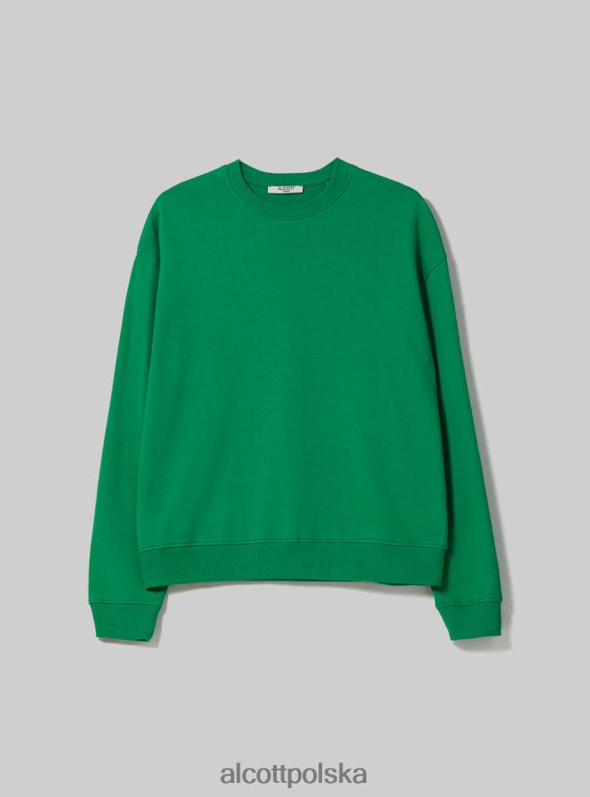 odzież Alcott zwykła bawełniana bluza z okrągłym dekoltem wh2 biały kobiety 2TXFF673