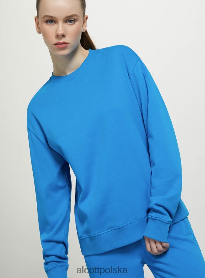 odzież Alcott zwykła bawełniana bluza z okrągłym dekoltem wh2 biały kobiety 2TXFF676