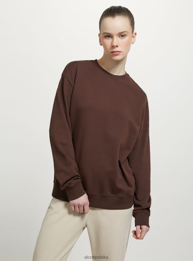 odzież Alcott zwykła bawełniana bluza z okrągłym dekoltem wh2 biały kobiety 2TXFF692