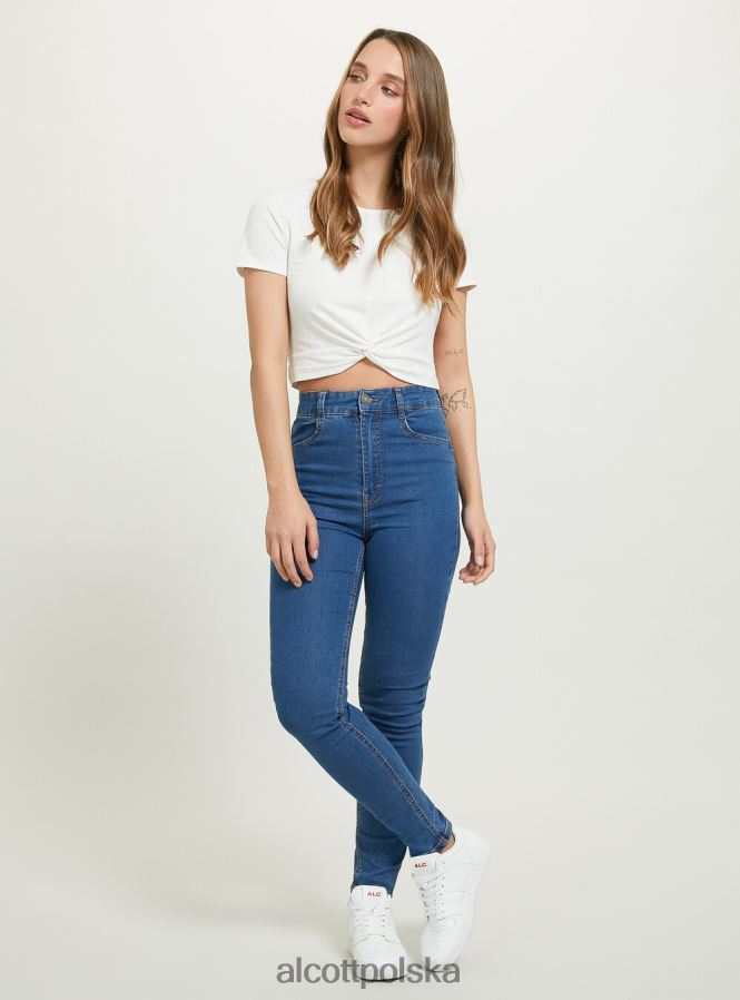 odzież Alcott Obcisłe jeansy z wysokim stanem d002 średni ciemnoniebieski kobiety 2TXFF6363