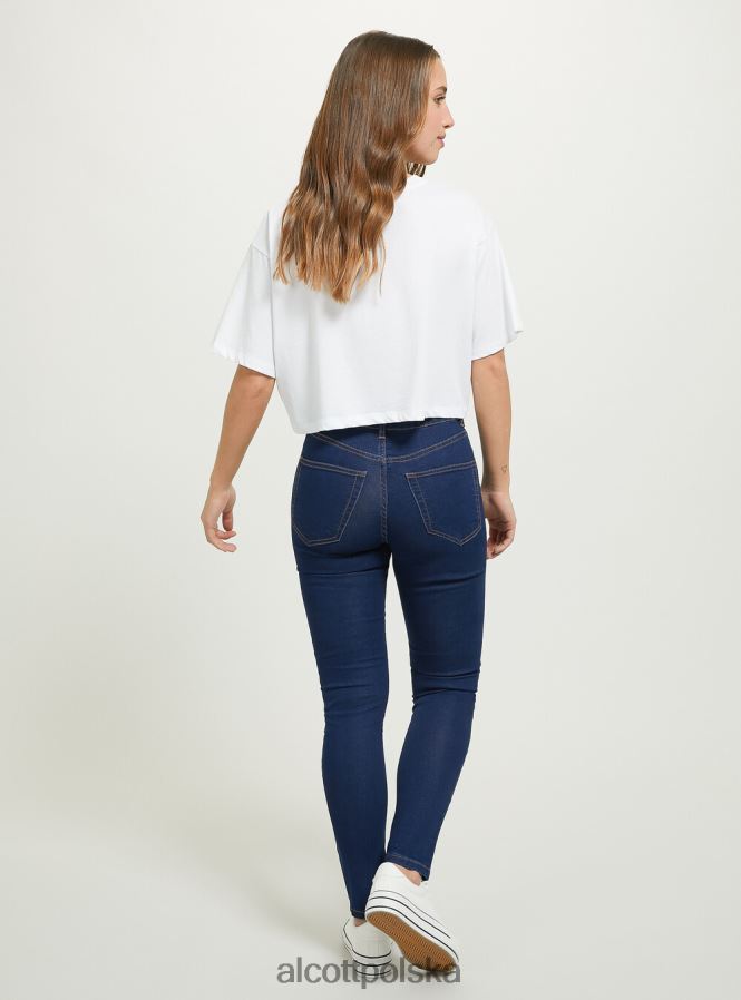 odzież Alcott Obcisłe jeansy z wysokim stanem d002 średni ciemnoniebieski kobiety 2TXFF6432